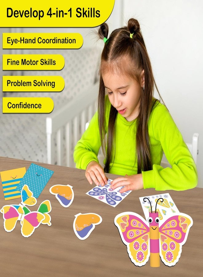 WONDRBOX Butterfly Making Craft Kit for Kids | DIY Arts & Crafts with 150+ Stickers & 6 Butterflies | Creative Activity Toy Age 5-12 | Birthday & Return Gift for Boys & Girls - Image 4